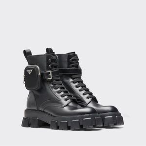 Prada Monolith leather and nylon fabric boots